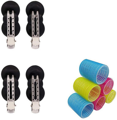 

AASA Hair Accessories Combo Of No Bend Section Clips With Hair Rollers For Curly Hair Home & Salon Use Hair Accessory Set, Hair Clip(Multicolor)