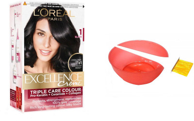 

L'Oreal Excellence Creme ,1 Black (Bowl + Brush) Hair Color(Black)