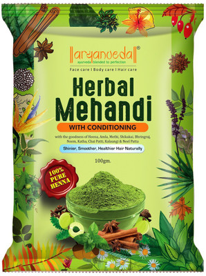 

Aryanveda Herbal Mehndi with Conditioning 100% Pure Heena 100gm (pack of 10pcs)(1000 g)