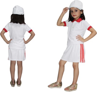 KAKU FANCY DRESSES National Hero Sania Mirza,Tennis Player Costume -White, 7-8 Years, For Girls Kids Costume Wear