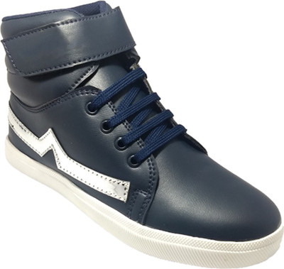 

INDCROWN Boys Velcro Sneakers(Blue, Blue;silver