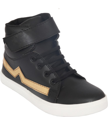 

CLS Boys & Girls Velcro Sneakers(Black, Black;gold