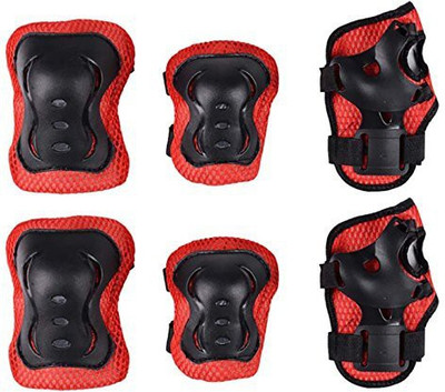 

IndusBay 6Pcs Elbow Knee Wrist Protective skating Guard Safety Gear pads kit skate bicycle Kids Teens - Red Skating Kit