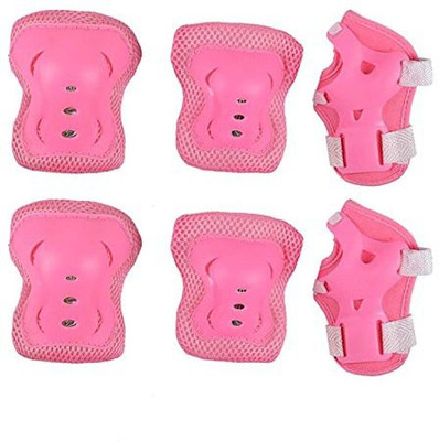 

IndusBay 6Pcs Elbow Knee Wrist Protective Guard Safety Gear pads kit skate bicycle Kids Teens - Pink Skating Kit