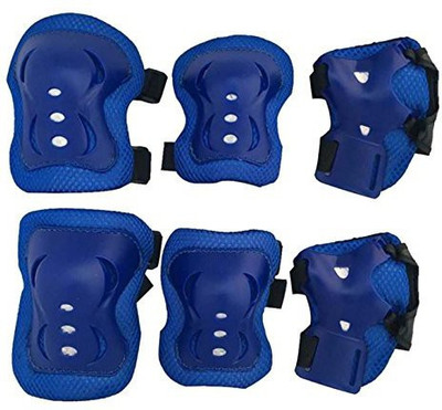 

IndusBay 6Pcs Elbow Knee Wrist Protective Guard Safety Gear pads kit skate bicycle Kids Teens - Black Skating Kit