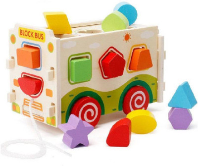 

M-Alive Block Bus Wooden Educational Building Blocks and Learning Color & Shape(Multicolor)