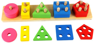 

Civil Wooden Intellectual Geometric Shape Matching Five Column Blocks Educational & Learning Toys(Multicolor)
