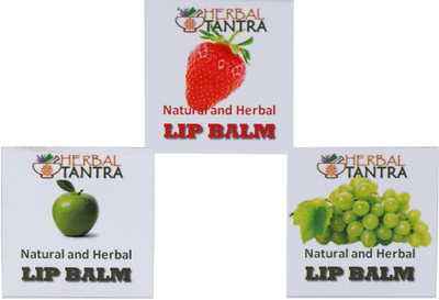 

Herbal Tantra Herbal Lip Balm with Vit E Combo Apple, Grape, Strawberry Apple, Grape, Strawberry(Pack of: 3, 8 g)