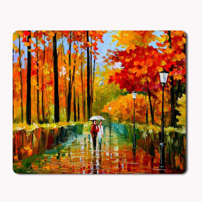 

iKraft Autumn Rain Cute Couple Printed Rubber Mouse Pad- High Quality Mousepad for Desktop and Laptop- Multicolor Mousepad(Multicolor)
