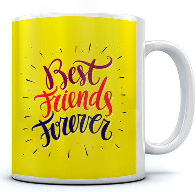 

RAMPOSH Coffee/ Best Friend Forever /Friendship Quote/ Gift For Birthday/ Gift For Friend/ Gift For Love Ones (1 Pc.) Random Design Ceramic Mug(350 ml), Blue;yellow