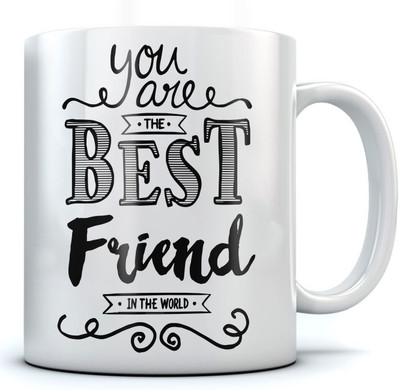 

RAMPOSH CoffeeMug/You Are Best Friend /Friendship Quote/ Gift For Birthday/ Gift For Friend/ Gift For Love Ones Random Design Ceramic Mug(350 ml), Black;white