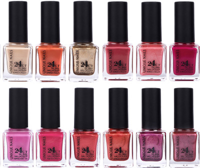 

Unique Nails Rich Color Gel Base Nail Polish combo 7549 multicolor(Pack of 12)