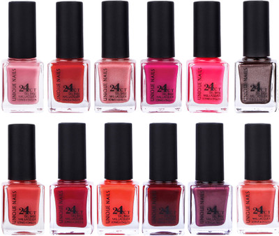 

Unique Nails Rich Color Gel Base Nail Polish combo 7543 multicolor(Pack of 12)