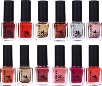 

Unique Nails Rich Color Gel Base Nail Polish combo 7495 multicolor(Pack of 12)