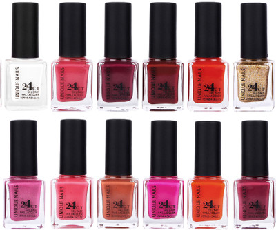 

Unique Nails Rich Color Gel Base Nail Polish combo 7532 Multicolor(Pack of 12)