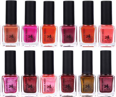 

Unique Nails Rich Color Gel Base Nail Polish combo 7570 Multicolor(Pack of 12)