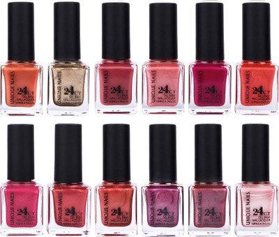 

Unique Nails Rich Color Gel Base Nail Polish combo 7550 Multicolor(Pack of 12)