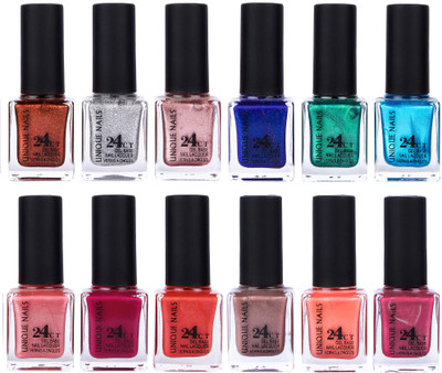 

Unique Nails Rich Color Gel Base Nail Polish combo 7500 multicolor(Pack of 12)