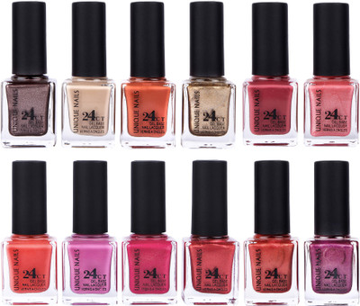 

Unique Nails Rich Color Gel Base Nail Polish combo 7548 multicolor(Pack of 12)
