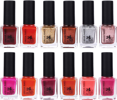 

Unique Nails Rich Color Gel Base Nail Polish combo 7535 Multicolor(Pack of 12)