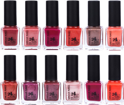 

Unique Nails Rich Color Gel Base Nail Polish combo 7552 multicolor(Pack of 12)