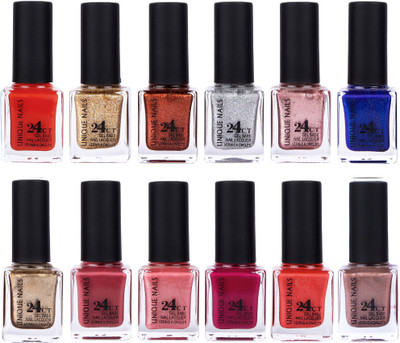 

Unique Nails Rich Color Gel Base Nail Polish combo 7502 Multicolor(Pack of 12)