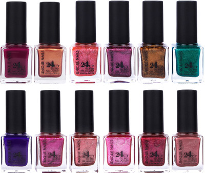 

Unique Nails Rich Color Gel Base Nail Polish combo 7521 Multicolor(Pack of 12)