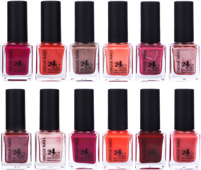 

Unique Nails Rich Color Gel Base Nail Polish combo 7554 multicolor(Pack of 12)