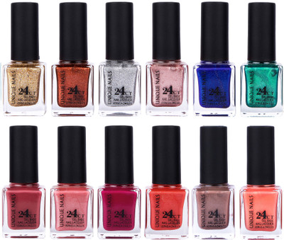 

Unique Nails Rich Color Gel Base Nail Polish combo 7497 Multicolor(Pack of 12)