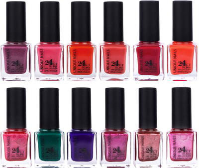

Unique Nails Rich Color Gel Base Nail Polish combo 7562 Multicolor(Pack of 12)