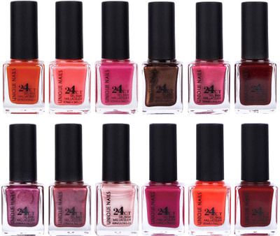 

Unique Nails Rich Color Gel Base Nail Polish combo 7517 multicolor(Pack of 12)