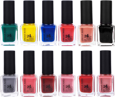 

Unique Nails Rich Color Gel Base Nail Polish combo 7485 multicolor(Pack of 12)