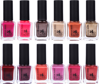 

Unique Nails Rich Color Gel Base Nail Polish combo 7546 Multicolor(Pack of 12)