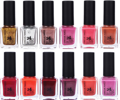 

Unique Nails Rich Color Gel Base Nail Polish combo 7508 multicolor(Pack of 12)