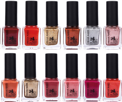 

Unique Nails Rich Color Gel Base Nail Polish combo 7503 multicolor(Pack of 12)
