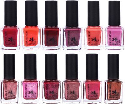 

Unique Nails Rich Color Gel Base Nail Polish combo 7566 Multicolor(Pack of 12)