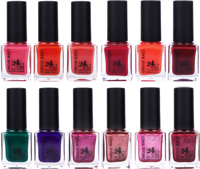

Unique Nails Rich Color Gel Base Nail Polish combo 7563 Multicolor(Pack of 12)