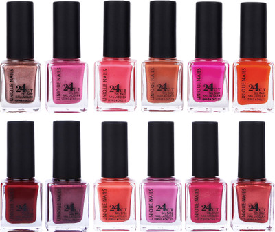 

Unique Nails Rich Color Gel Base Nail Polish combo 7510 multicolor(Pack of 12)