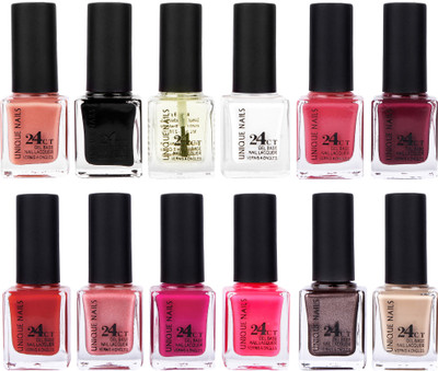 

Unique Nails Rich Color Gel Base Nail Polish combo 7489 multicolor(Pack of 12)