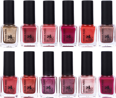 

Unique Nails Rich Color Gel Base Nail Polish combo 7551 multicolor(Pack of 12)
