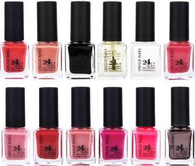 

Unique Nails Rich Color Gel Base Nail Polish combo 7488 multicolor(Pack of 12)