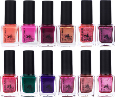 

Unique Nails Rich Color Gel Base Nail Polish combo 7519 Multicolor(Pack of 12)