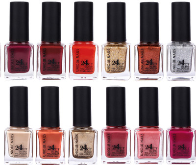 

Unique Nails Rich Color Gel Base Nail Polish combo 7494 multicolor(Pack of 12)