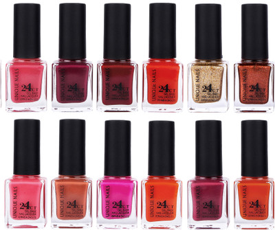 

Unique Nails Rich Color Gel Base Nail Polish combo 7533 multicolor(Pack of 12)