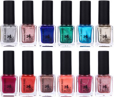 

Unique Nails Rich Color Gel Base Nail Polish combo 7499 multicolor(Pack of 12)