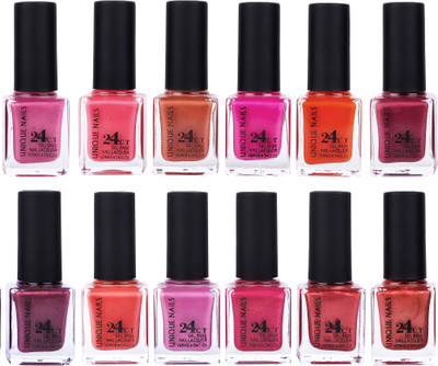 

Unique Nails Rich Color Gel Base Nail Polish combo 7511 Multicolor(Pack of 12)