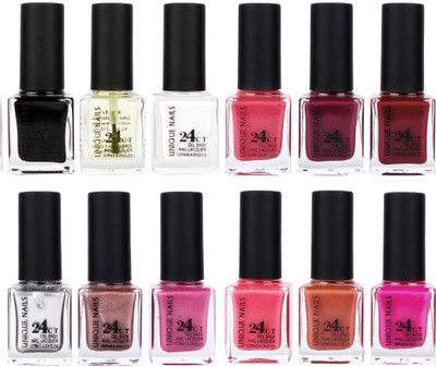 

Unique Nails Rich Color Gel Base Nail Polish combo 7530 multicolor(Pack of 12)