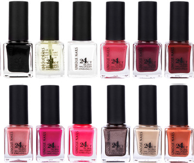 

Unique Nails Rich Color Gel Base Nail Polish combo 7490 multicolor(Pack of 12)