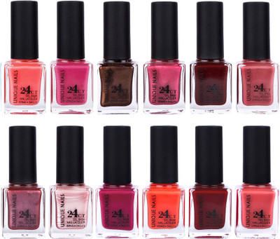 

Unique Nails Rich Color Gel Base Nail Polish combo 7518 multicolor(Pack of 12)