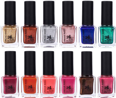 

Unique Nails Rich Color Gel Base Nail Polish combo 7537 Multicolor(Pack of 12)